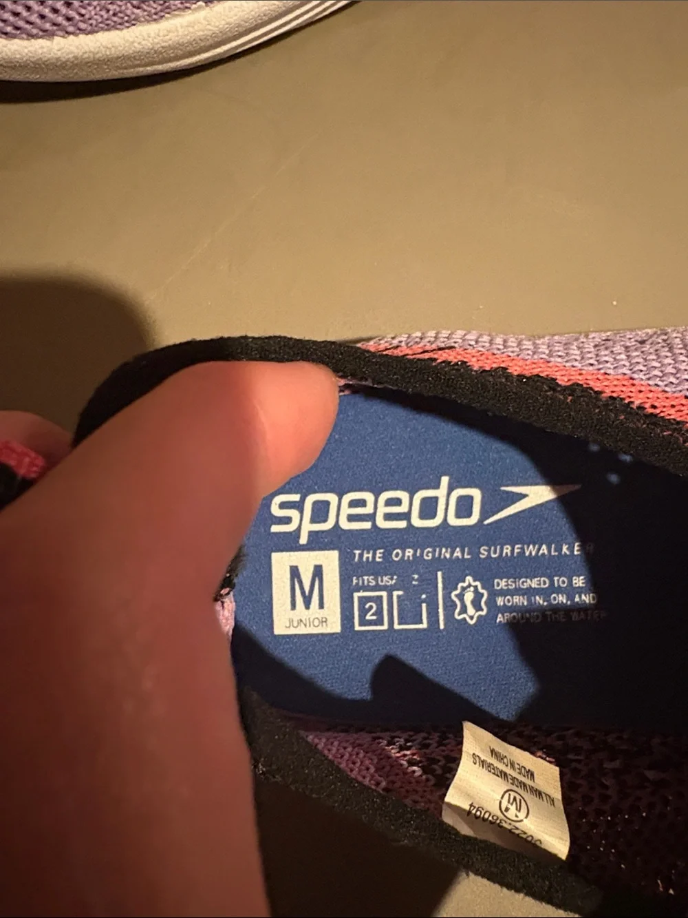 Speedo Lavender Knit Slip-On Water Shoes with Black & Coral Accents